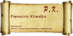 Popovics Klaudia névjegykártya